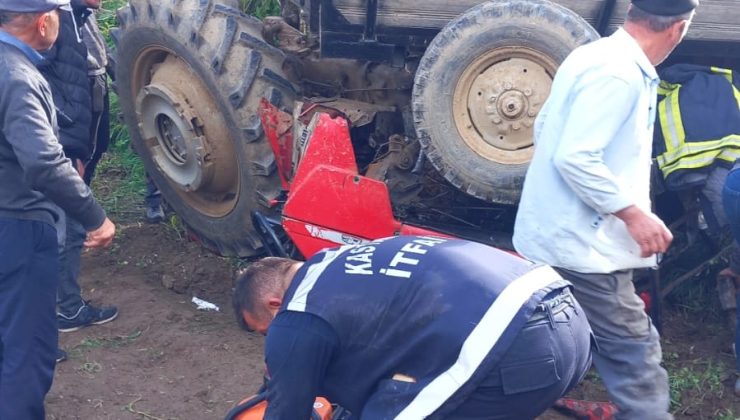 Devrilen Traktör’ün sürücüsü yaralandı