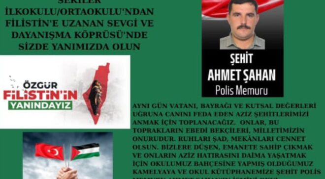 Sekiler İlkokulu ve Ortaokulundan Filistin’e Uzanan Sevgi ve Dayanışma Köprüsü